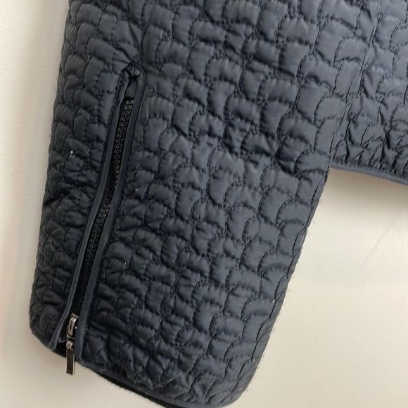 DKNY | Black Quilted Down Jacket; Zipper Front and Buckle Belt; Size Small - Picture 6 of 15
